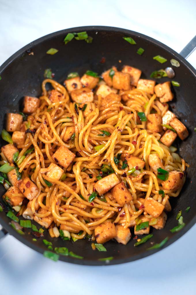 Fried Rice Noodles in a saucepan.