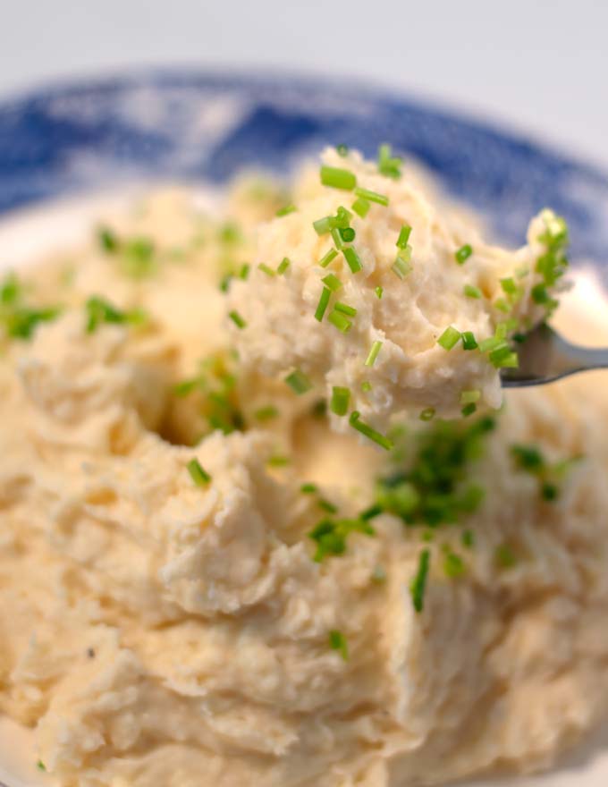Closeup on a spoonful of the dish.