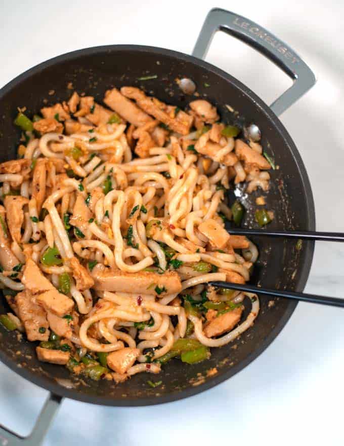 Chopstick in Spicy Thai Noodles.