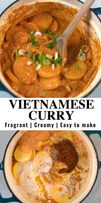 Collage of two photos of Vietnamese Curry with recipe title text.