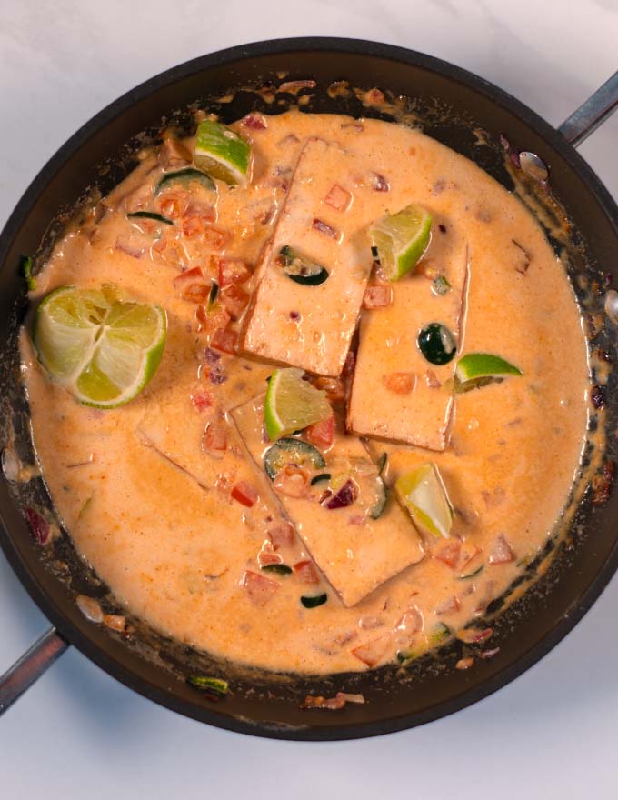 View of Coconut Lime Tofu in the pan.