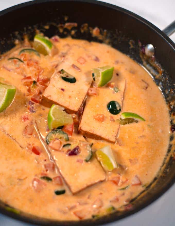 Closeup of Coconut Lime Tofu.
