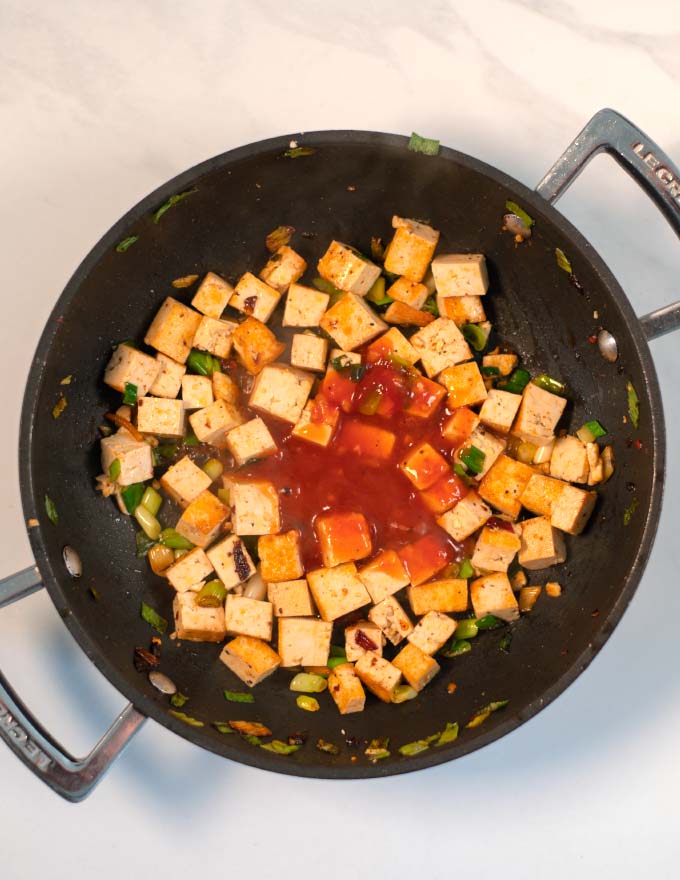 Filipino BBQ Sauce given over roasted tofu.