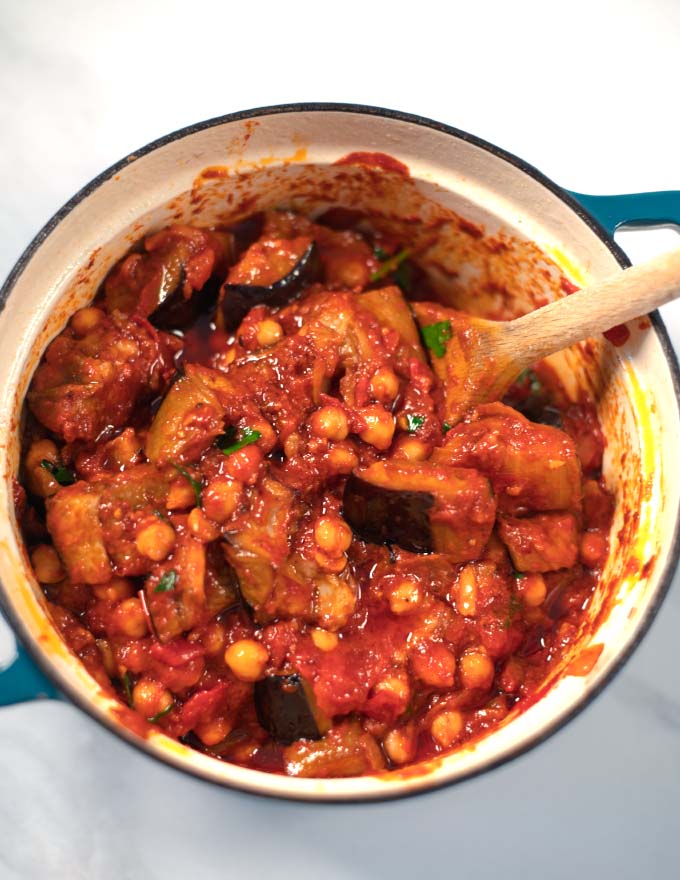 Top view of the pan with Lebanese Moussaka.