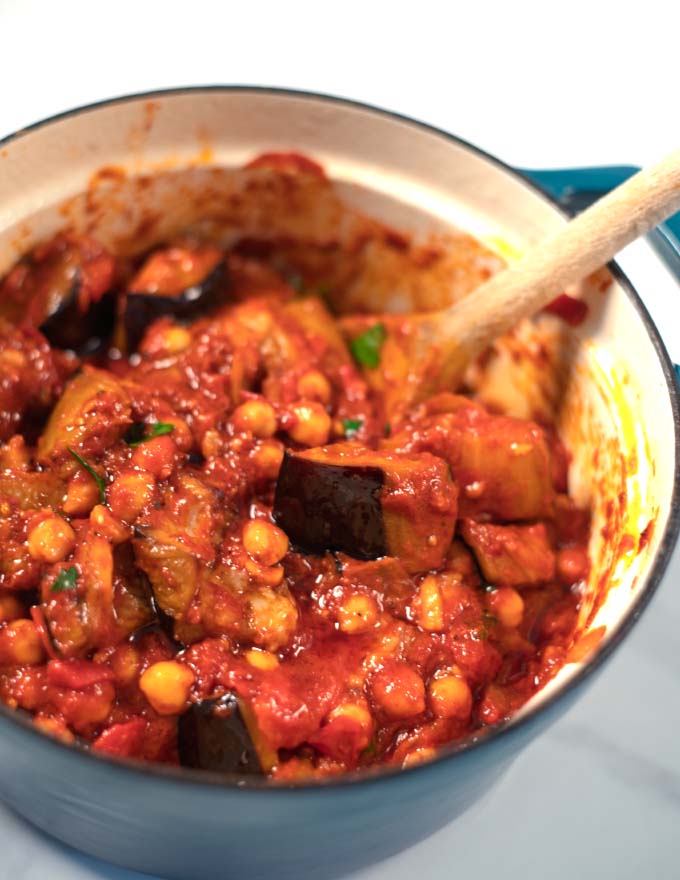 Closeup of a spoonful of Lebanese Moussaka.