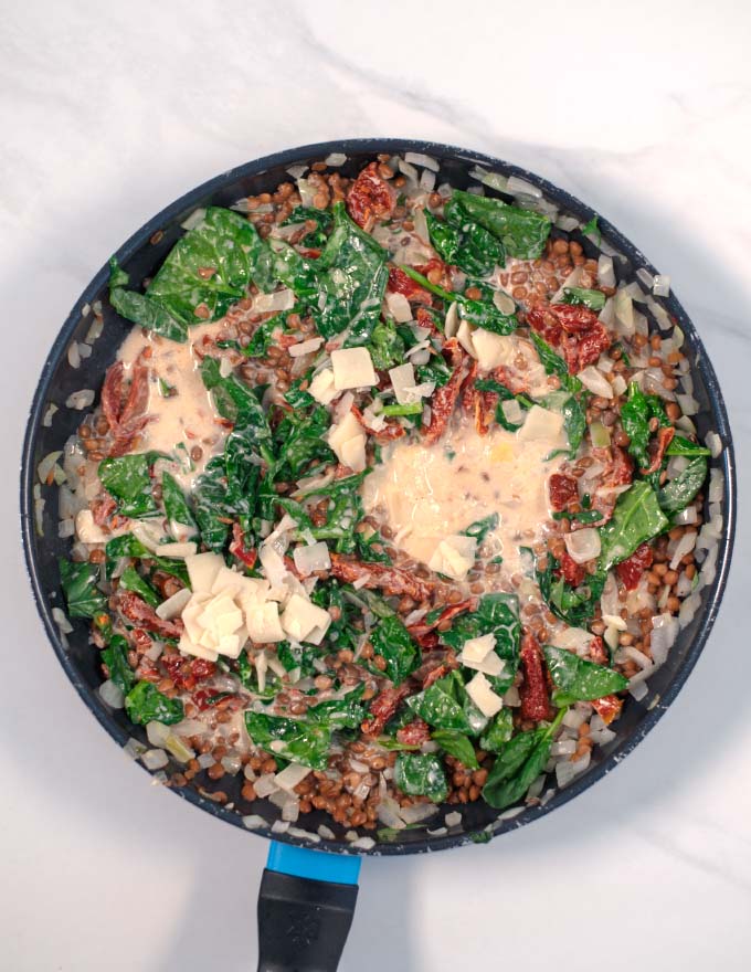 Sauce ingredients for the Marry Me Pasta are added to the mix.