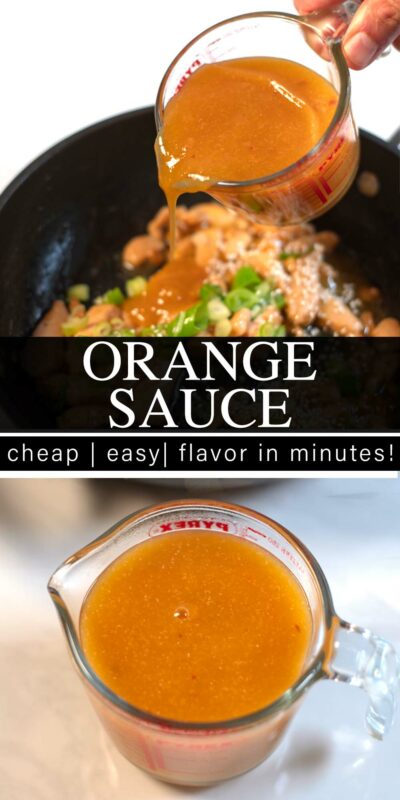 Collage of two photos of Chinese Orange Sauce with recipe title text.