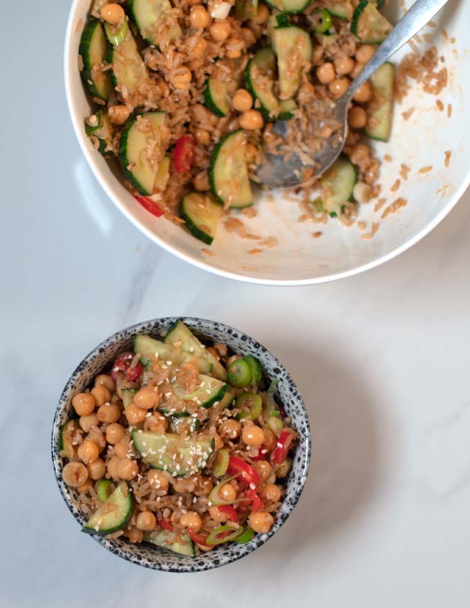 A serving of Crispy Rice Salad.