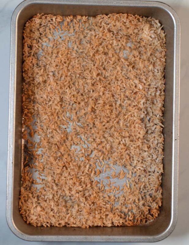 Crispy rice as coming out of the oven.