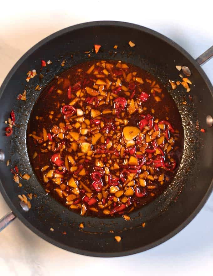 Ready Thai Seasoning Sauce in a pan.