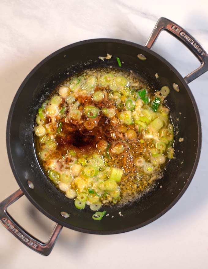 Soy sauce and spices are mixed in to the Hibachi sauce.