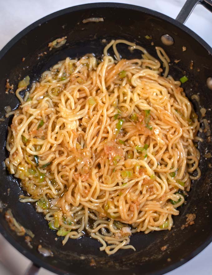 Closeup on Hibachi Noodles.