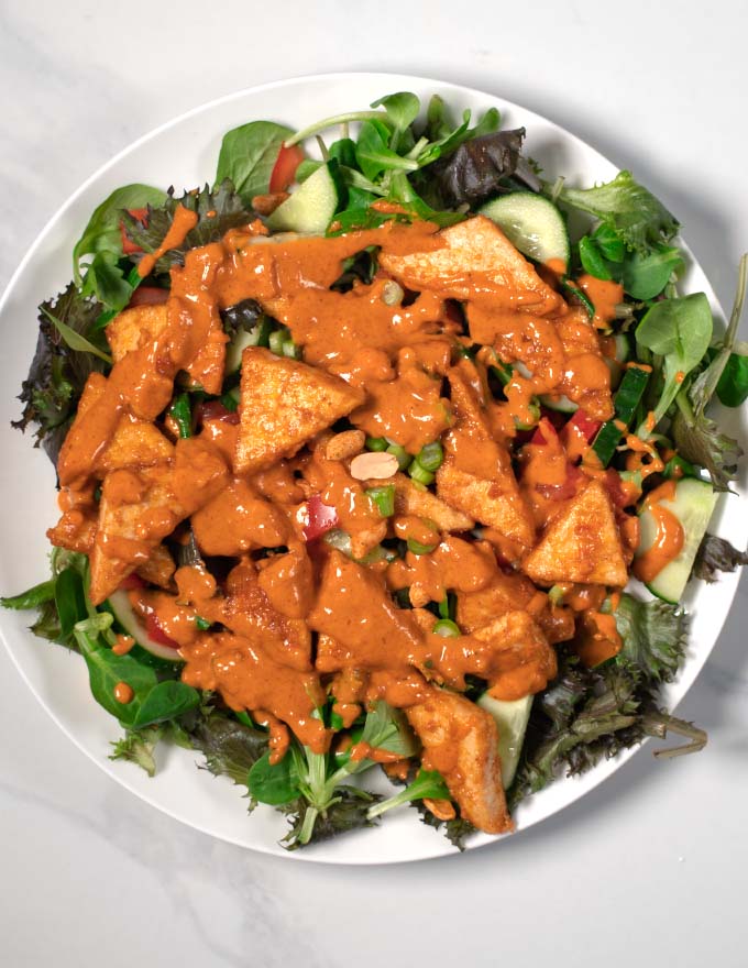 Tofu Salad served on a large plate.