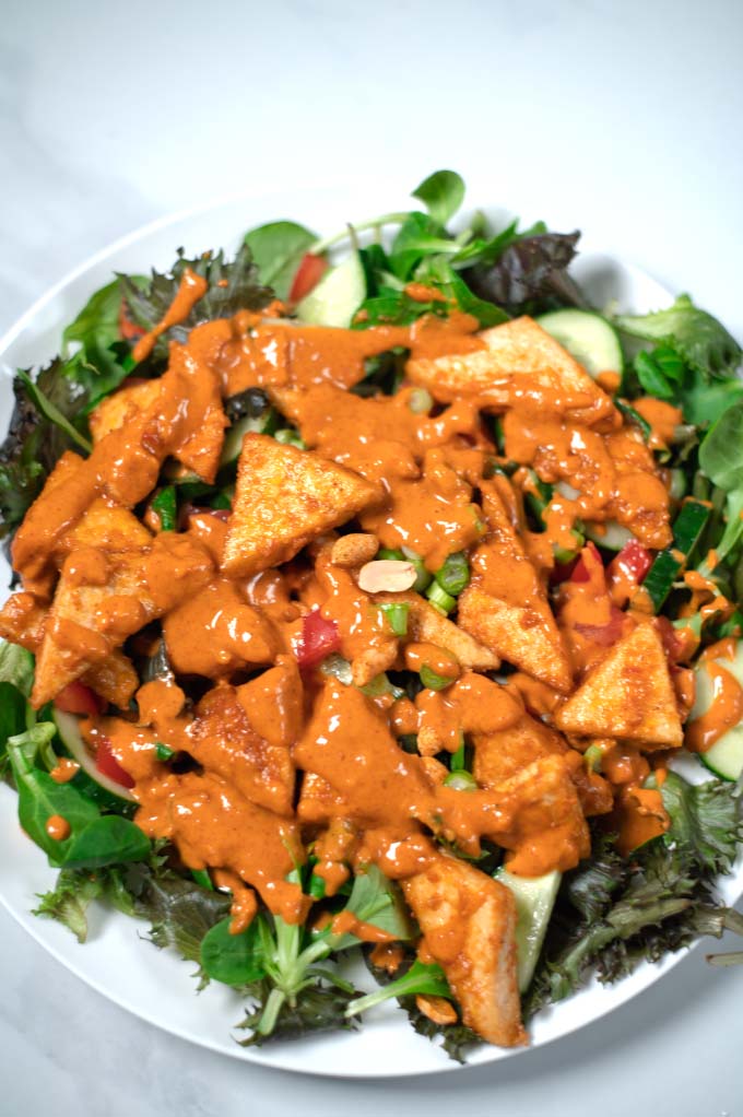 Closeup of Tofu Salad.